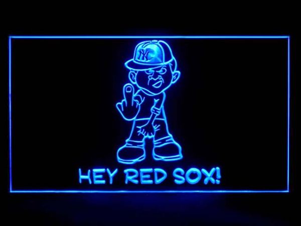 NEW YORK YANKEES CALVIN F-U! RED SOX NEON LIGHT DISPLAY BLUE