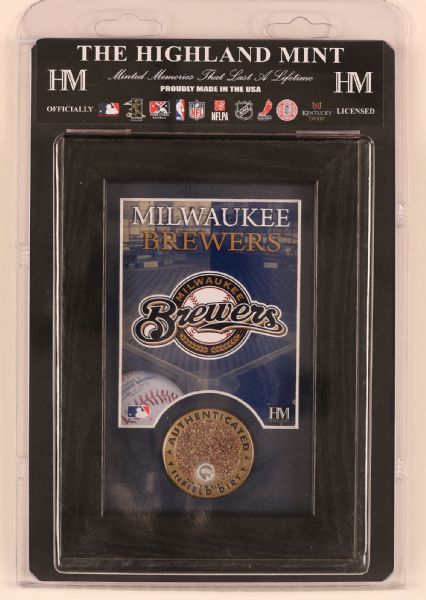 MILWAUKEE BREWERS FRAMED AUTHENTICATED INFIELD DIRT HIGHLAND MINT