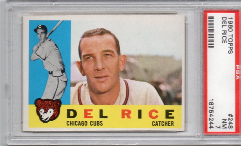 --1960 TOPPS #248 DEL RICE PSA 7 NM