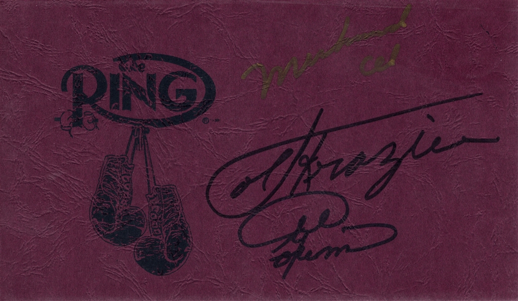 MUHAMMAD ALI JOE FRAZIER & GEORGE FORMAN SIGNED THE RING AUTO CARD