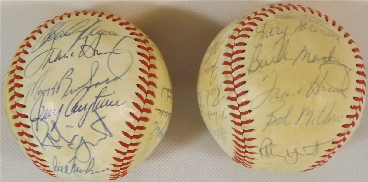(2) 1980 MILWAUKEE BREWERS TEAM 44 TOTAL SIGNED OAL MACPHAIL BASEBALLS MOLITOR YOUNT ECT! 