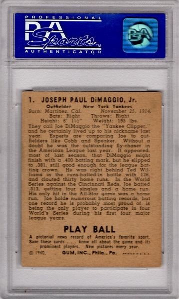 1940 PLAY BALL #1 JOE DIMAGGIO PSA 5