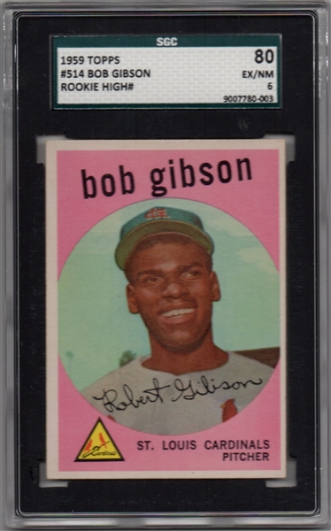 1959 TOPPS #514 BOB GIBSON ROOKIE HIGH NUMBER SGC 6