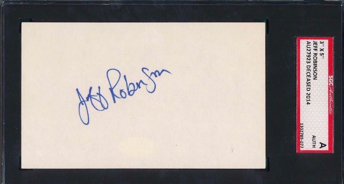 JEFF ROBINSON SIGNED 3X5 INDEX CARD SGC 1987-1992 BASEBALL D. 2014