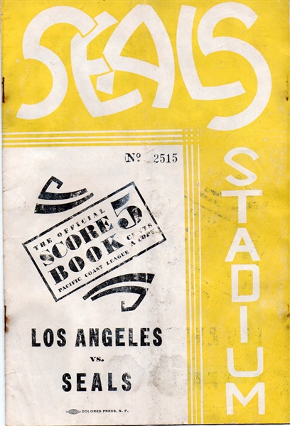 ---1939 LOS ANGELES ANGELS AT SAN FRANCISCO SEALS SCORED PCL BASEBALL PROGRAM