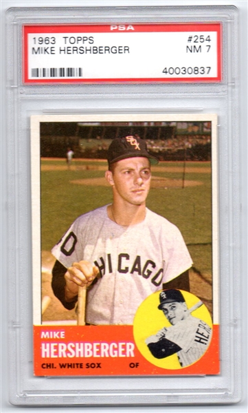 ---1963 TOPPS #254 MIKE HERSHBERGER PSA 7 NM