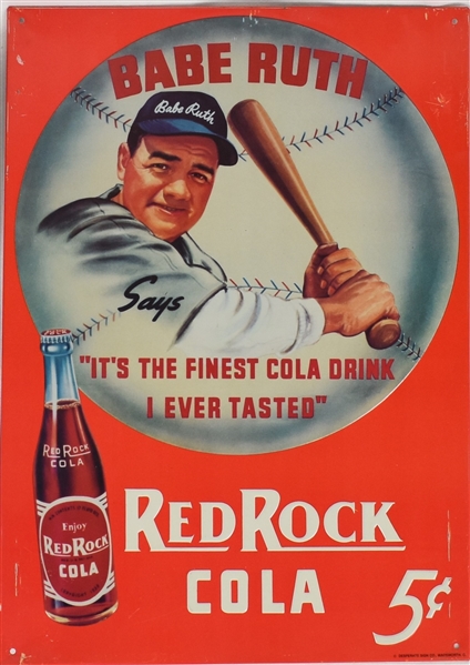 BABE RUTH 1991 RED ROCK COLA EARLY 1900'S DESIGN TIN DISPLAY