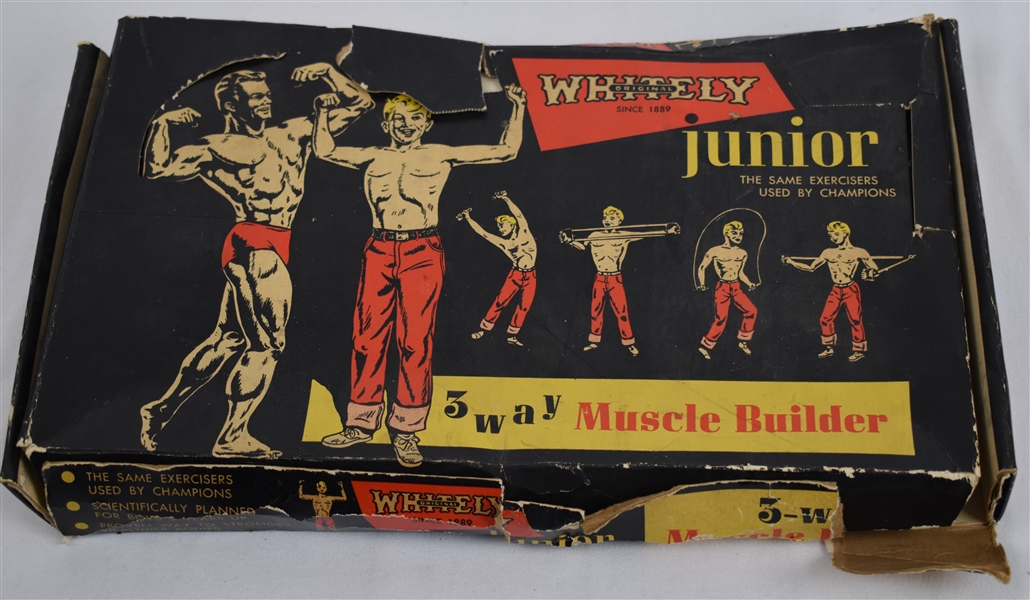 1955 WHITELY JUNIOR 3 WAY MUSCLE BUILDER IN ORIGINAL BOX