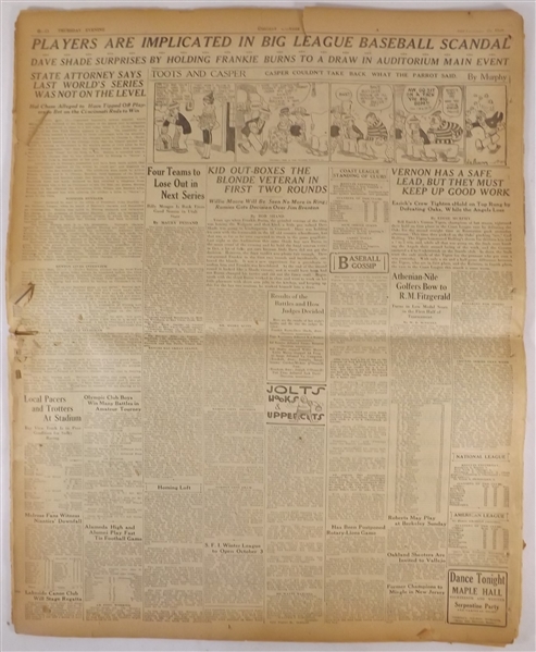 --1919 WORLD SERIES BLACK SOX SCANDAL OAKLAND TRIBUNE EVENING SEPT.23 1920 NEWSPAPER