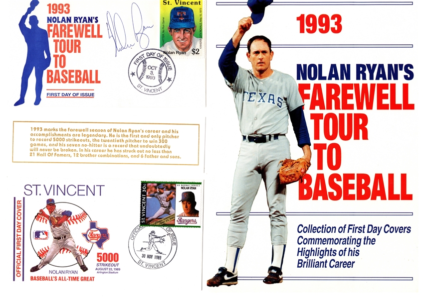 --1993 NOLAN RYAN'S FAREWELL TOUR TO BASEBALL FIRST DAY COVERS & AUTOGRAPH --