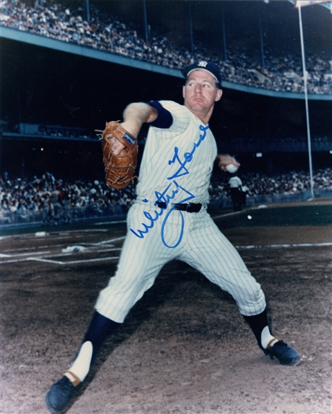 --WHITEY FORD SIGNED 8X10 COLOR PHOTO (N.Y. YANKEES) - JSA 