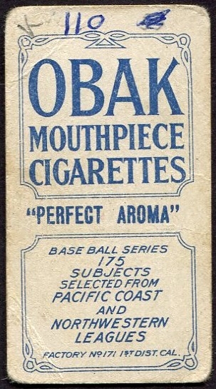 1910 T212-2 OBAK PCL CHESTER PINCH THOMAS OAKLAND OAKS