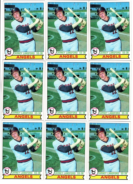 CARNEY LANSFORD SIGNED LETTER W/ 18 1979 TOPPS ROOKIE CARDS