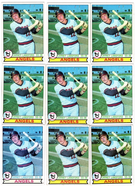 CARNEY LANSFORD SIGNED LETTER W/ 18 1979 TOPPS ROOKIE CARDS