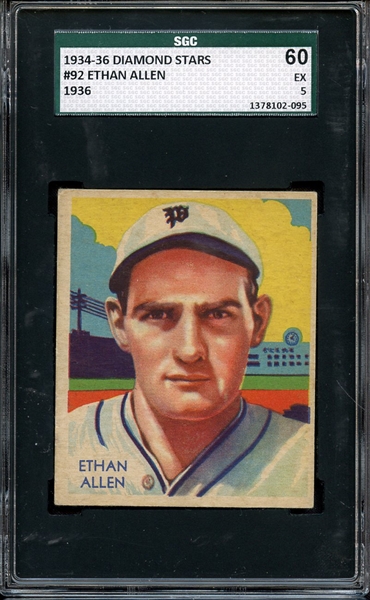 1934-36 DIAMOND STARS #92 ETHAN ALLEN SGC 60