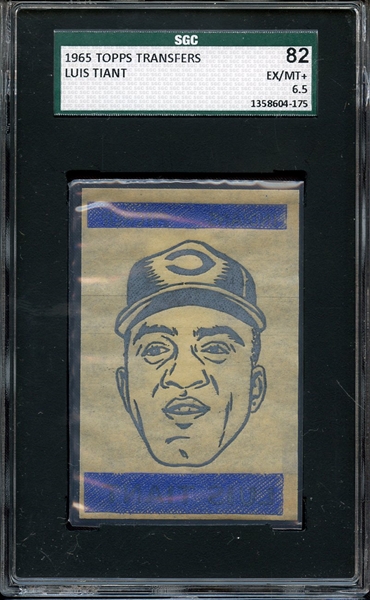 1965 TOPPS TRANSFERS LUIS TIANT ROOKIE SGC 6.5