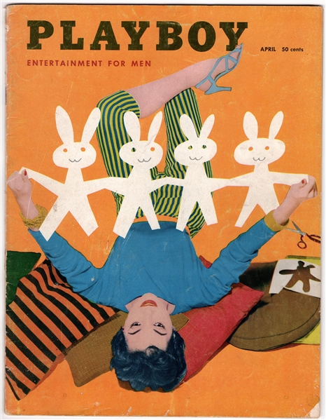 --PLAYBOY MAGAZINE -APRIL 1955 -EASTER ISSUE- VG+/FN WITH CENTERFOLD