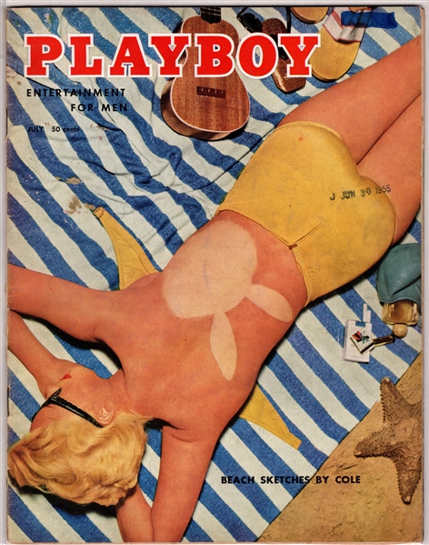 --PLAYBOY MAGAZINE -JULY 1955 -SUMMER ISSUE- VG+/FN WITH CENTERFOLD