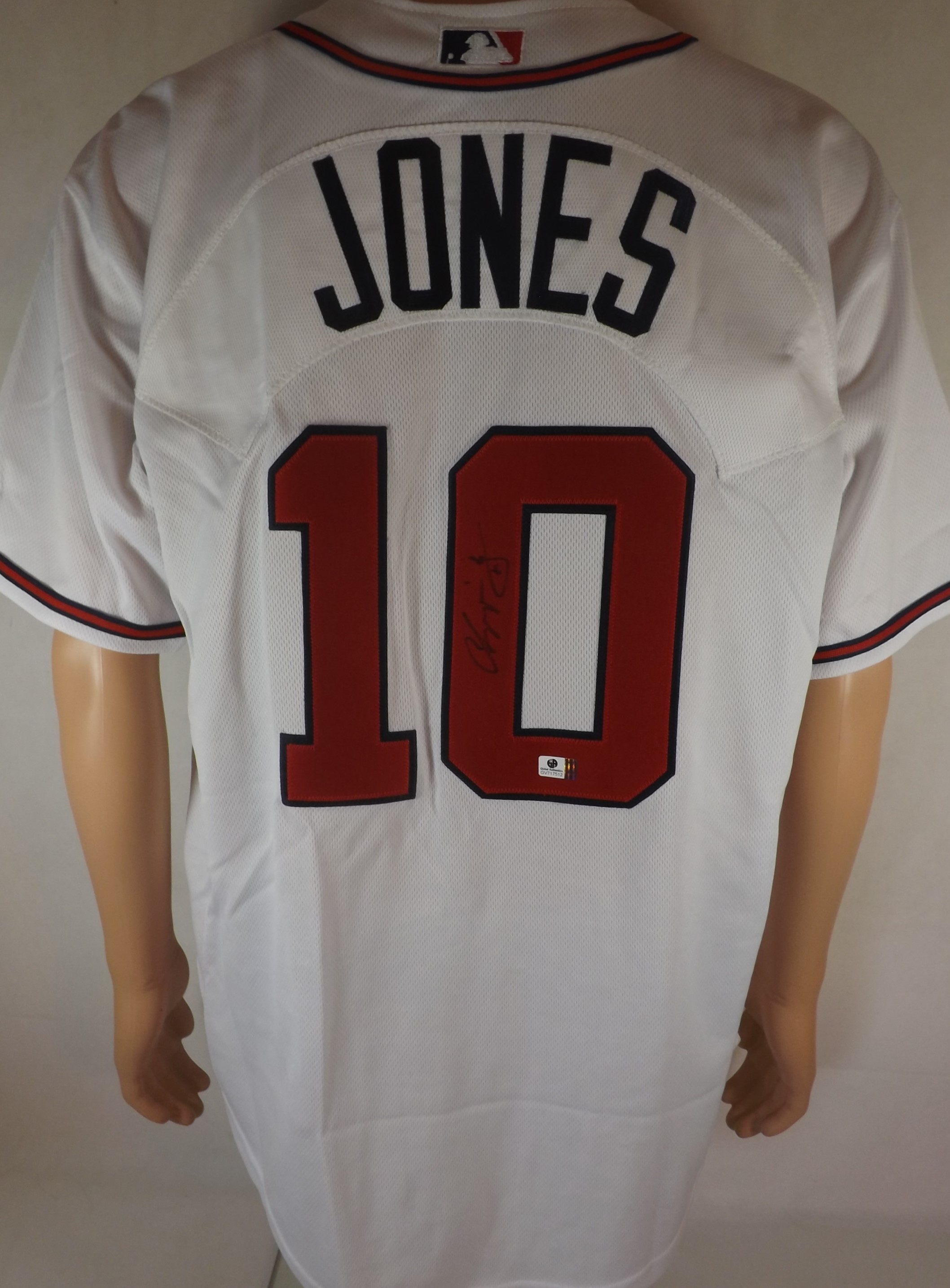 Chipper Jones Signed Braves 35x43 Custom Framed Jersey (PSA COA)