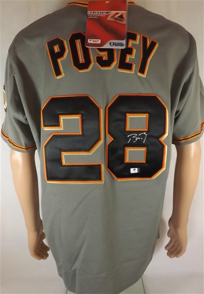 BUSTER POSEY SIGNED SAN FRANCISCO GIANTS MAJESTIC JERSEY COA