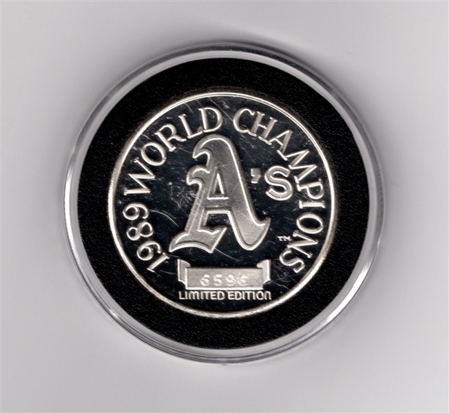 1989 WORLD SERIES CHAMPIONS OAKLAND A'S .999 1 TROY OZ SILVER
